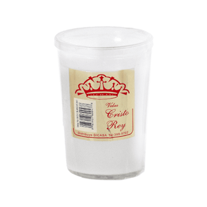 Vela Religiosa Cristo Rey 50 Hrs con Vaso 1 un Blanco