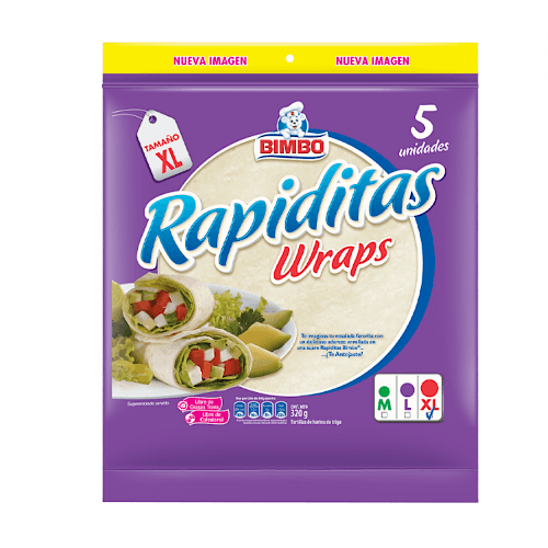 Tortillas Rapiditas Wraps Xl Bimbo 5und 320g