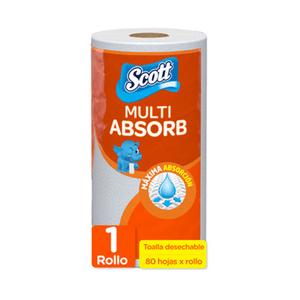 Toalla de Papel Desechable Scott Multi Absorb 1 Rollo 80H