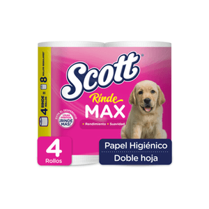 Papel Higiénico Scott Rindemax Doble Hoja 4 Rollos