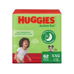 Pañales Huggies Active Sec Etapa 5/XXG 62U