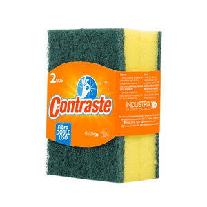 Esponja Doble Uso Contraste Verde/Amarillo 2 Pack
