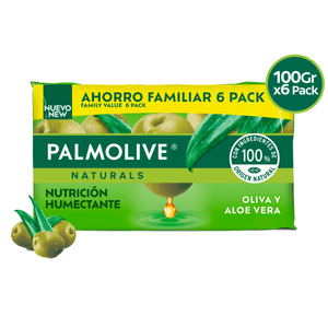 Jabón De Aseo Corporal  En Barra Palmolive 100 gr Oliva Y Aloe 6 Pack