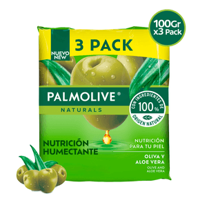 Jabón De Aseo Corporal En Barra Palmolive 100 gr Oliva Y Aloe 3 Pack