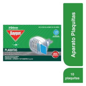 Baygon Plaquitas Insecticida Sólido Aparato y 10 Unidades
