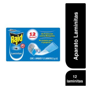 Raid Laminitas Insecticida Sólido Contra Mosquitos y Zancudos 12 Repuestos y Aparato