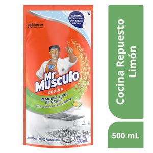 Mr. Músculo Desengrasante Limpiador Líquido para Cocina Limón Repuesto 500 ml