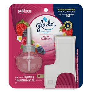 Glade Aceites Naturales Aromatizante Líquido Eléctrico Mora Radiante 21 ml Repuesto y Aparato