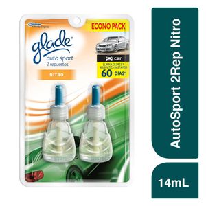 Glade Auto Sport Aromatizante Líquido para Auto Nitro 7 ml c/u 2 Repuestos