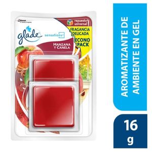 Glade Aromatizante en Gel Sensations Manzana y Canela 8 g c/u 2 Repuestos