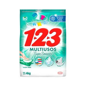 Detergente En Polvo 123 Aloe Vera 4 KG