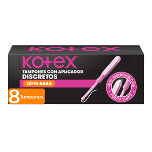 Tampones Kotex  Super con Aplicador 8 Unidades