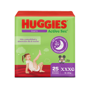 Pañales Huggies Active Sec Pants Etapa 6/XXXG Más Comodidad y Absorción 25U