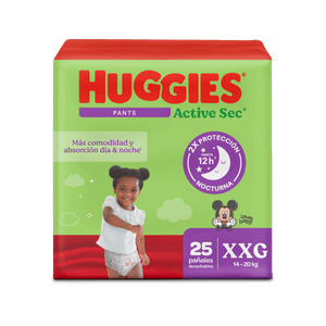 Pañales Huggies Active Sec Pants Etapa 5/XXG Más Comodidad y Absorción 25U
