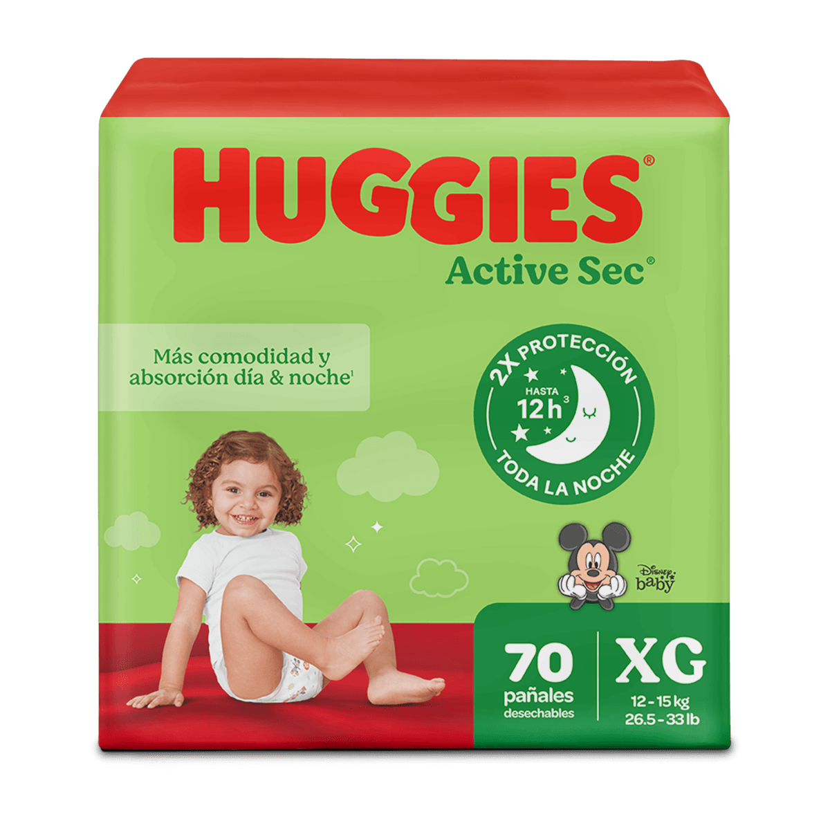 Pañales Huggies Active Sec Etapa 4/XG 70U